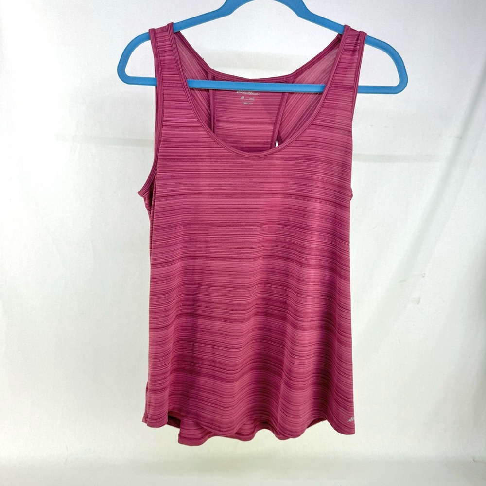 Eddie Bauer Dusty Rose Striped Drape Back Workout Tank Top Size Large